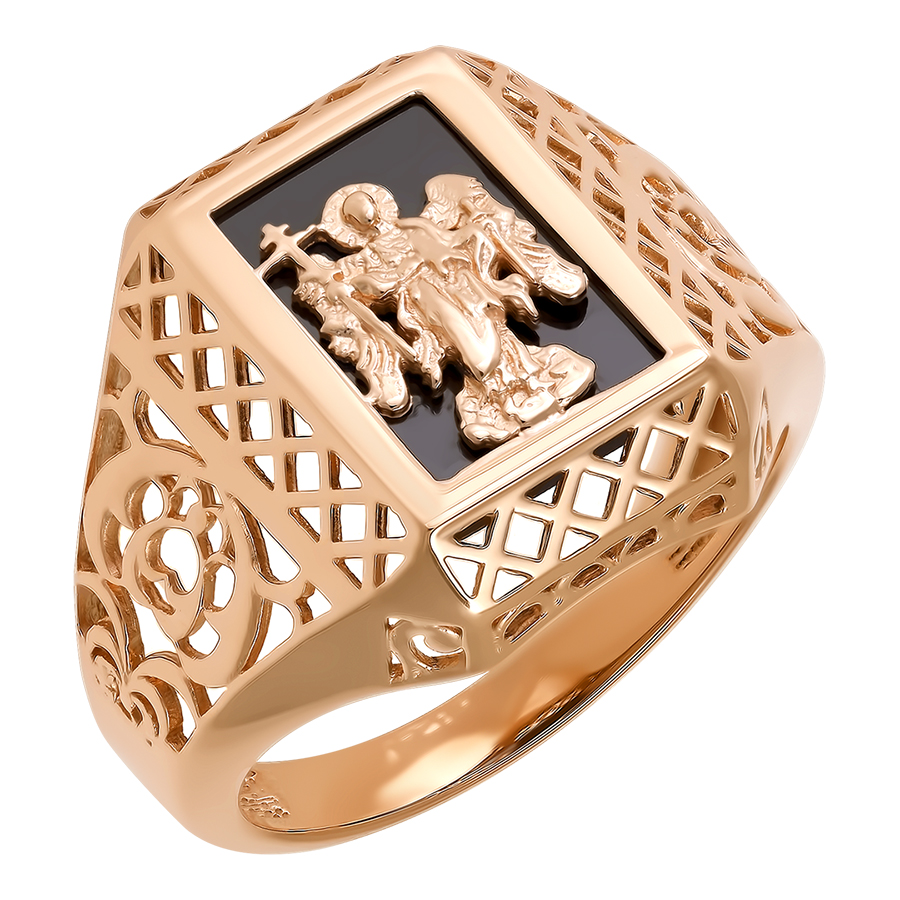 Кольцо, золото, оникс, 1514350-2